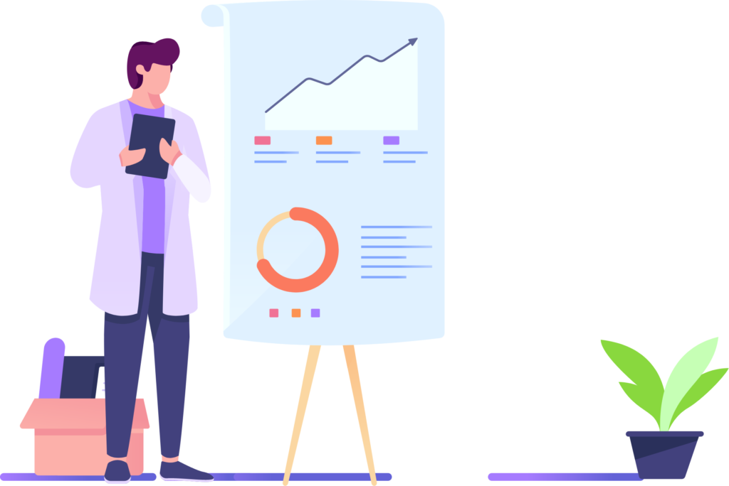 Woman at the presentation table